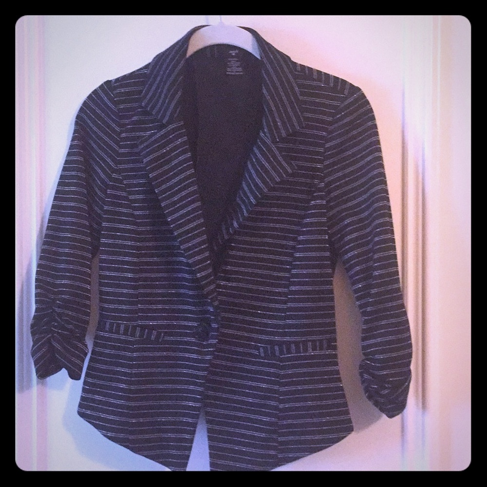 Black with white stripes blazer